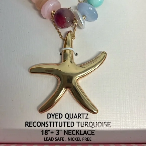 House Of Harlow 1960 | Reconstituted Turquoise Statement Starfish Necklace - Picture 6 of 6